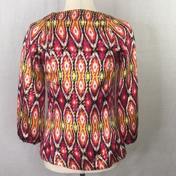 TORY BURCH Lisa Ikat Silk Voile Tunic Blouse sz 2 - Picture 5 of 12